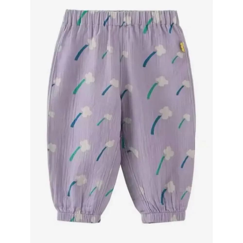 New toddler girls Lilac Floral Print Elastic Waist Pants 3-4T